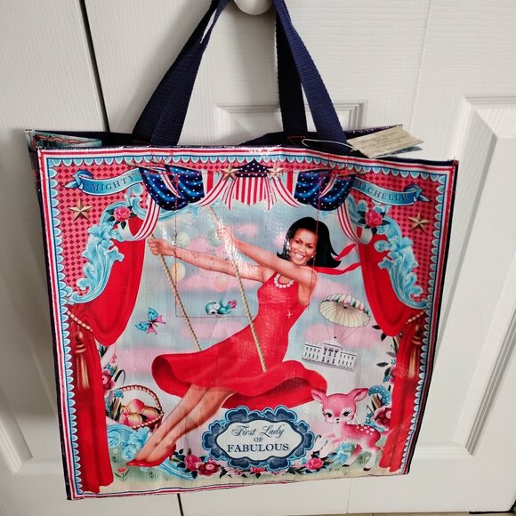 ❤️Rare Find! NWT Michelle Obama First Lady of Fabulous! Mighty BlueQ Bag SIGNED - Picture 1 of 8